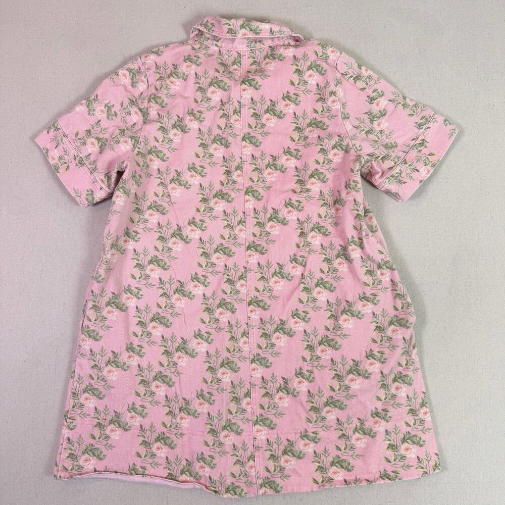 Entro Pink Denim Floral Rose Mini Shirt Dress Women's M Cottagecore Romantic - Picture 9 of 15